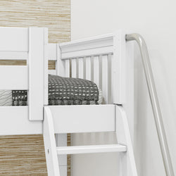 TRINITARIAN XL WS : Corner Loft Bunk Twin XL over Queen + Twin XL High Corner Loft Bunk with Angled Ladders, Slat, White