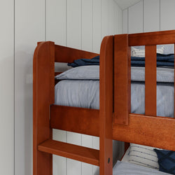 TRIO XL 1 CP : Multiple Bunk Beds Twin XL High Corner Loft Bunk Bed with Ladders on Ends, Panel, Chestnut