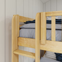 TRIO XL 1 NS : Multiple Bunk Beds Twin XL High Corner Loft Bunk Bed with Ladders on Ends, Slat, Natural