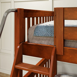 TRIPLET CS : Corner Loft Bunk Full High Corner Loft Bunk Bed, Slat, Chestnut