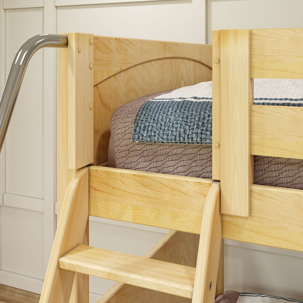 TRIPLET NP : Multiple Bunk Beds Full High Corner Loft Bunk Bed, Panel, Natural