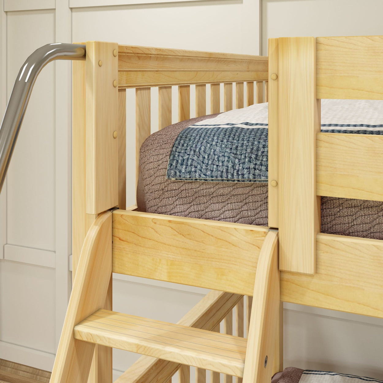 TRIPLET NS : Corner Loft Bunk Full High Corner Loft Bunk Bed, Slat, Natural