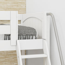 TRIVIUM XL WP : Multiple Bunk Beds Twin XL Medium Corner Loft Bunk Bed with Angled Ladder and Stairs on Left, Panel, White