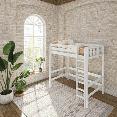 Uber Grand WS : Standard Loft Beds Full Uber High Loft Bed with Straight Ladder on Front, Slat, White