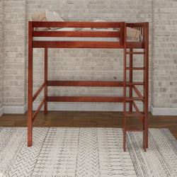 UBER JIBJAB CS : Loft Bed Twin Uber High Loft Bed with Straight Ladder on Front, Slat, Chestnut