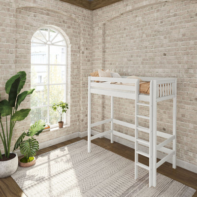 Uber JibJab WS : Loft Bed Twin Uber High Loft Bed with Straight Ladder on Front, Slat, White