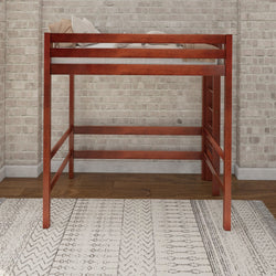 Uber Slam CS : Standard Loft Beds Twin Uber High Loft Bed with Straight Ladder on End, Slat, Chestnut