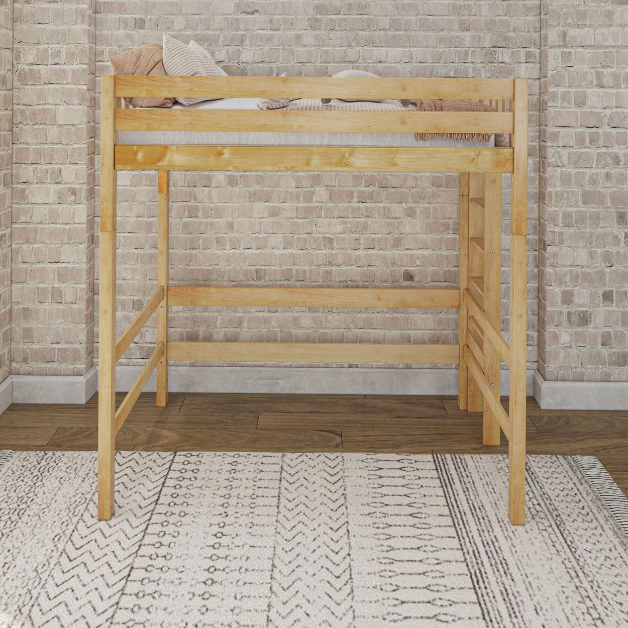 Uber Slam NS : Standard Loft Beds Twin Uber High Loft Bed with Straight Ladder on End, Slat, Natural