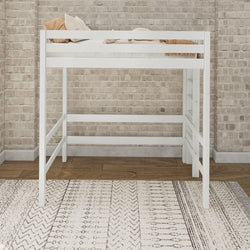 Uber Slam WS : Standard Loft Beds Twin Uber High Loft Bed with Straight Ladder on End, Slat, White