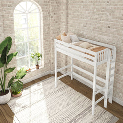 Uber Slam WS : Standard Loft Beds Twin Uber High Loft Bed with Straight Ladder on End, Slat, White