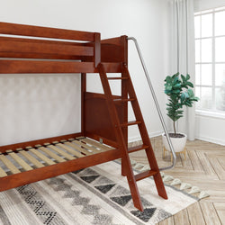 VENTI XL CP : Classic Bunk Beds Twin XL High Bunk Bed with Angled Ladder on Front, Panel, Chestnut