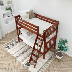 VENTI XL CS : Classic Bunk Beds Twin XL High Bunk Bed with Angled Ladder on Front, Slat, Chestnut