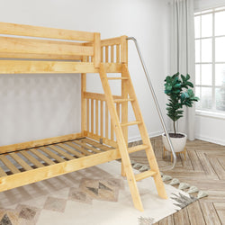 VENTI XL NS : Classic Bunk Beds Twin XL High Bunk Bed with Angled Ladder on Front, Slat, Natural