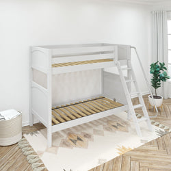 VENTI XL WP : Classic Bunk Beds Twin XL High Bunk Bed with Angled Ladder on Front, Panel, White