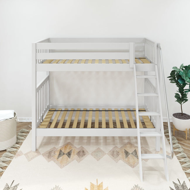 VENTI XL WS : Classic Bunk Beds Twin XL High Bunk Bed with Angled Ladder on Front, Slat, White