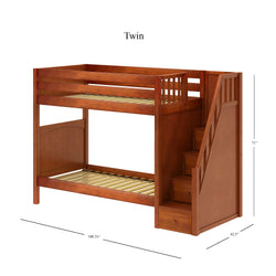 WOPPER CP : Staircase Bunk Beds Twin High Bunk Bed with Stairs, Panel, Chestnut