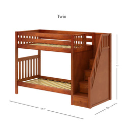 WOPPER CS : Bunk Bed Twin High Bunk Bed with Stairs, Slat, Chestnut