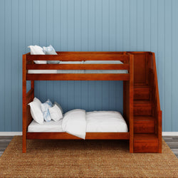 WOPPER CS : Bunk Bed Twin High Bunk Bed with Stairs, Slat, Chestnut