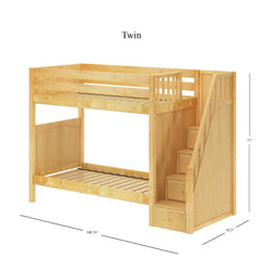 WOPPER NP : Staircase Bunk Beds Twin High Bunk Bed with Stairs, Panel, Natural