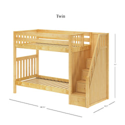 WOPPER NS : Classic Bunk Beds Twin High Bunk Bed with Stairs, Slat, Natural