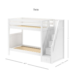 WOPPER WP : Staircase Bunk Beds Twin High Bunk Bed with Stairs, Panel, White