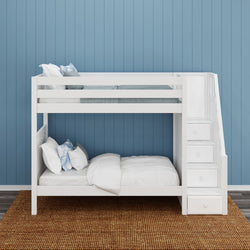 WOPPER WP : Bunk Bed Twin High Bunk Bed with Stairs, Panel, White