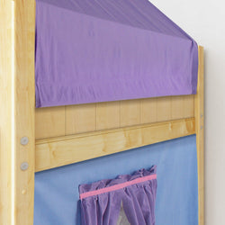 WOW27 NP : Loft Bed Low Loft Slide Bed with Curtains, Top Tent & Tower, Twin, Panel, Natural