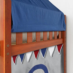 WOW44 CS : Play Loft Beds Twin Low Loft Bed with Angled Ladder, Curtain, Top Tent, Tower + Slide, Slat, Chestnut