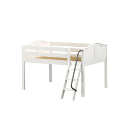 XL WC : Standard Loft Beds Full Low Loft Bed with Angled Ladder on Front, Curved, White