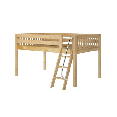 XL XL NS : Standard Loft Beds Full XL Low Loft Bed with Angled Ladder on Front, Slat, Natural