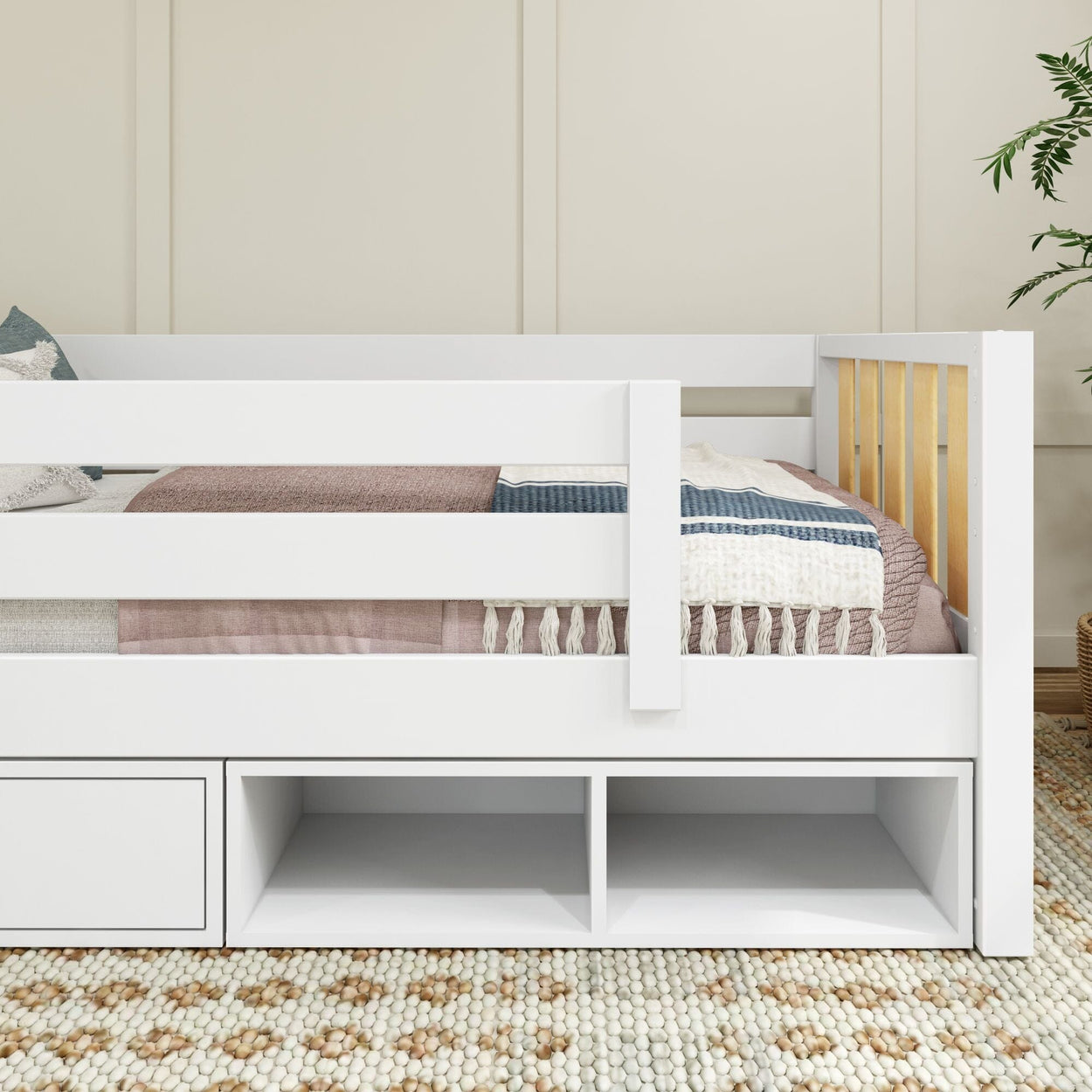 YEAH MWS CD : Kids Beds Twin Toddler Bed with Dresser and Cubbie