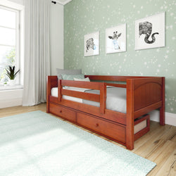 YEAH UU CP : Kids Beds Twin Toddler Bed with Underbed Dresser, Panel, Chestnut