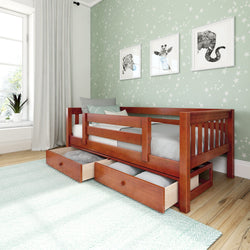 YEAH UU CS : Kids Beds Twin Toddler Bed with Underbed Dresser, Slat, Chestnut