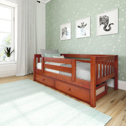 YEAH UU CS : Kids Beds Twin Toddler Bed with Underbed Dresser, Slat, Chestnut