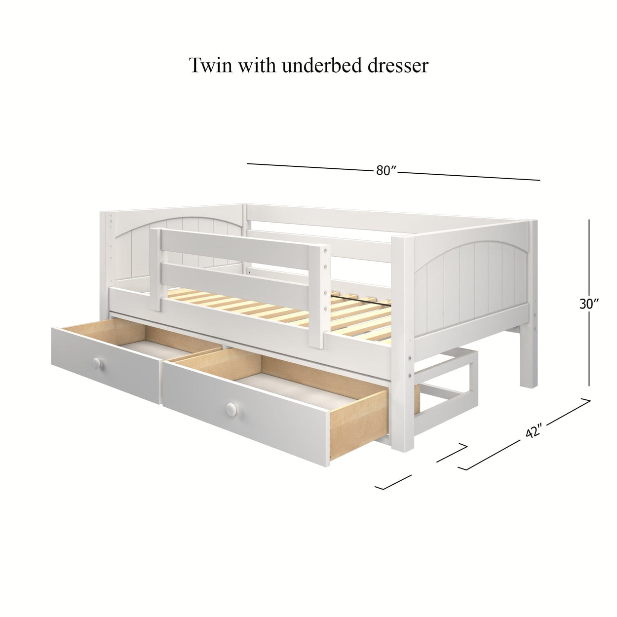 YEAH UU WP : Kids Beds Twin Toddler Bed with Underbed Dresser, Panel, White