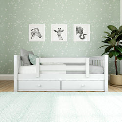 YEAH UU WS : Kids Beds Twin Toddler Bed, Slat with Underbed Dresser, White