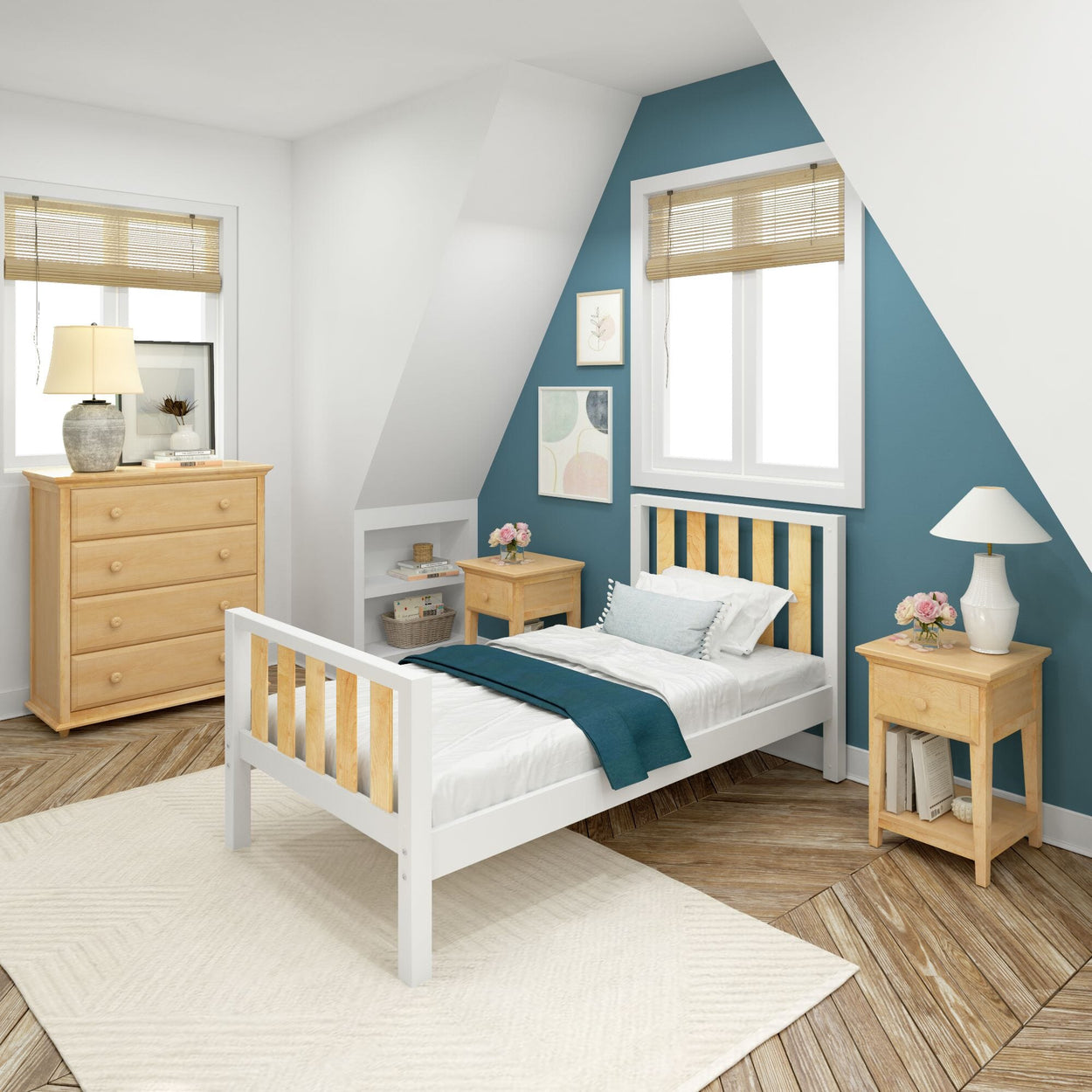 1180 MWS : Kids Beds Modern Twin Traditional Bed with Low Bed End