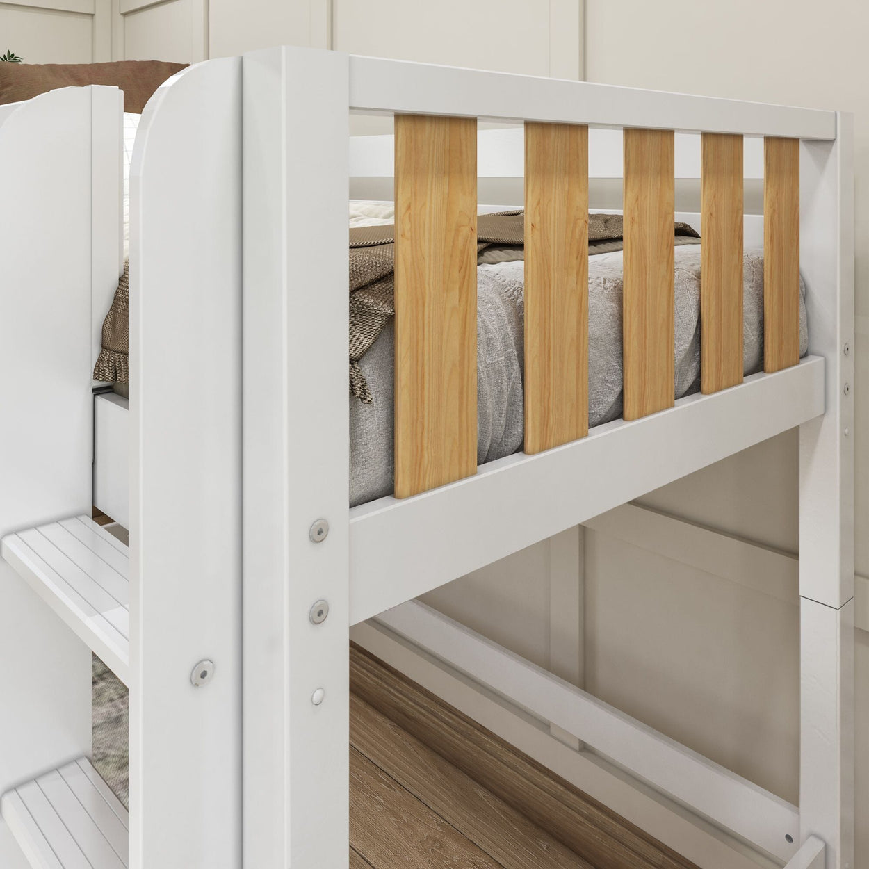 CHIP MWS : Standard Loft Beds Modern Twin Mid Loft Bed with Straight Ladder on Front