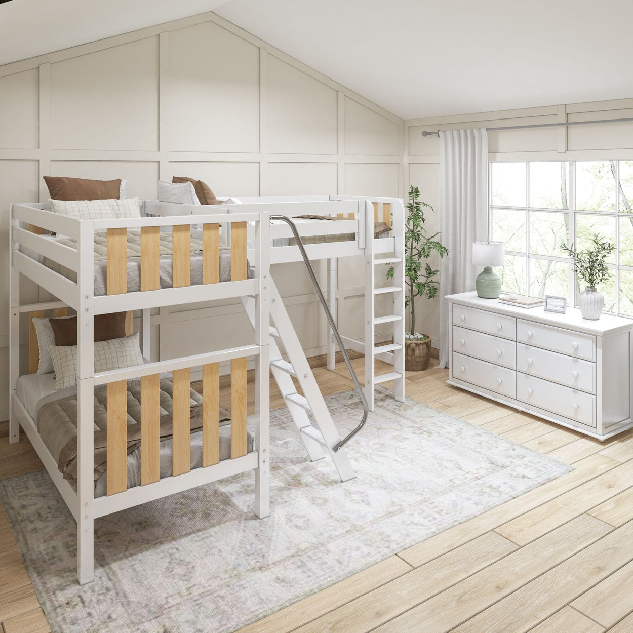 TRIO MWS : Multiple Bunk Beds Modern Twin High Corner Loft Bunk Bed